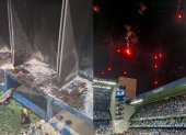 El camerino que había sido designado a Técnico Universitario en el estadio Capwell quedó destruido.