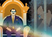 Ilustración de Carlos Pólit en dos escenarios.