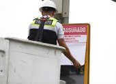 Suspensión. El sello de clausura se colocó en un radar de la carretera Machala- Pasaje, en El Oro.
