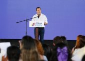 El presidente de la República, Daniel Noboa, durante un encuentro con jóvenes en Babahoyo, este jueves 19 de septiembre.