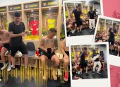 Javier Burrai y su baile de salsa choke en el camerino junto a Adonis Preciado.Captura de vídeo