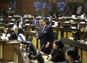 Leonardo Berrezueta sustenta su punto en el juicio político a Mónica Palencia.