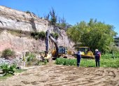 Talud. El muro de escollera beneficiará a 70 familias que viven alrededor.