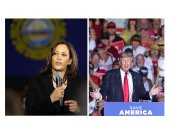 La vicepresidenta de EE.UU. Kamala Harris (i) y al expresidente y candidato republicano Donald Trump.