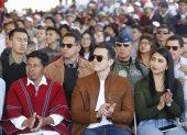 El presidente de la República, Daniel Noboa, durante su visita a Ambato.