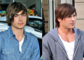 Zac Efron luce un flequillo, tal como su recordado personaje Troy Bolton.