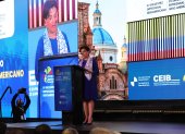 Autoridad. Gabriela Sommerfeld, canciller de Ecuador, se refirió al tema energético y a posibles oportunidades de inversión entre los empresarios asistentes al XV Encuentro Iberoamericano.