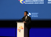 El presidente Daniel Noboa durante la inauguración de la Cumbre Iberoamericana.