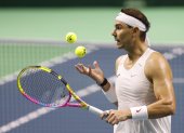 El tenista español Rafa Nadal en uno de sus últmos entrenamientos previo a las finales de Copa Davis en Málaga