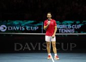 El tenista Rafa Nadal durante el homenaje que ha recibido a la finalización del último encuentro de Copa Davis.