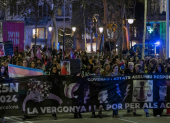 Un momento de la manifestación que ha recorrido este 25N las calles de Barcelona.