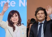 La expresidenta Cristina Fernández (2007-2015) (i) y al presidente de Argentina, Javier Milei.