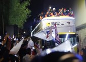 Los integrantes de Liga de Quito protagonizaron una caravana tras ganar la LigaPro 2024.
