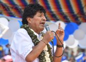 El expresidente de Bolivia Evo Morales (2006-2019), habla durante un evento este miércoles, en el estadio de Chimoré (Bolivia).