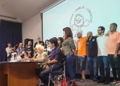Rueda de prensa de la organización Abuelas de Plaza de Mayo en el Espacio Memoria y Derechos Humanos, en Buenos Aires, Argentina.