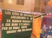 El cartel en el que se agradecía por los regalos al narcotraficante "El Mencho".
