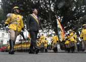 El presidente de Bolivia, Luis Arce (c), en la inauguración del año del Bicentenario este lunes, en la ciudad de Sucre (Bolivia).