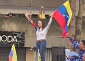María Corina Machado durante la protesta en Caracas este jueves 9 de enero.