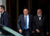 El fiscal principal de España, Álvaro García Ortiz (C), abandona el Tribunal Supremo en Madrid el 29 de enero de 2025.