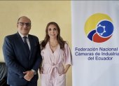 Empresarios. María Paz Jervis, presidenta de la Federación Nacional de las Cámaras de Industrias y el vicepresidente, Diego Lara.
