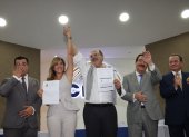 Jaime Nebot junto al binomio presidencial del PSC.