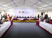 Vista general del Tercer Encuentro Multipartidario e Interinstitucional por la Democracia para garantizar los comicios general del próximo 17 de agosto en Bolivia.