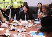 Pamela Aguirre, presidenta de la Comisión de Fiscalización, recibió las comparecencias sobre el caso del campo Sacha, el 26 de febrero.