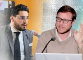 Raúl González y el exconsejero del CPCCS, Augusto Verduga.