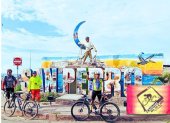 El grupo de Ciclistas de la Calle que realizó la travesía a Manabí.