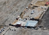 Vista aérea del Rancho Izaguirre en Tehuchitlán, Estado de Jalisco, donde el colectivo "Guerreros Buscadores" localizó tres crematorios humanos.