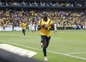 Enner Valencia celebró su gol junto al resto de sus compañeros en el partido de Ecuador ante Venezuela