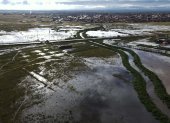 Una aérea de cultivos afectada por las inundaciones que afectan Bolivia desde noviembre de 2024.