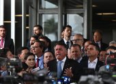El expresidente de Brasil, Jair Bolsonaro, habla en una rueda de prensa en el Congreso Nacional, en Brasilia (Brasil), en una fotografía de archivo.
