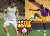 Octavio Rivero y Janner Corozo los ofensivos de Barcelona SC ante River Plate.