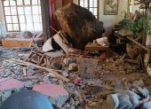 Una vivienda ubicada en el sector de Guápulo, en el norte de Quito, resultó afectada tras la caída de una roca de gran tamaño.