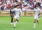 Celebración de gol en el Superclásico, donde Liga de Quito se impuso 3-1 sobre Aucas.