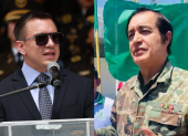 El presidente ecuatoriano Daniel Noboa y el líder del Partido Demócrata Verde del Perú, Alex Gonzales.