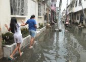 Una zona inundada en el norte de Guayaquil tras fuertes lluvias.