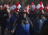 Un grupo de mineros participa en una protesta este miércoles, en La Paz (Bolivia).