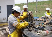 Trabajo. Los trabajadores separan los desechos de forma manual que llegan a la estación.