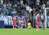 Edison Carcelén marcó el gol en el partido entre Emelec y Técnico Universitario.
