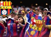 Hinchas de FC Barcelona felicitaron al homónimo guayaquileño por su aniversario 100