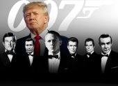 Donald Trump y los intérpretes de James Bond