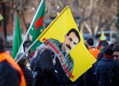 Protesta en Roma que pide la libertad de Abdullah Öcalan, fundador y líder del PKK.