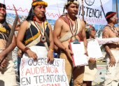 La nacionalidad Waorani realizó una movilización hacia la Corte Constitucional para pedir que el organismo sesione en la Amazonía y trate la causa de la consulta previa.