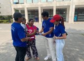 Estudiantes. Profesores y alumnos de Derecho de la Universidad Ecotec realizaron campañas de empoderamiento jurídico para personas vulnerables.