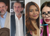 Los tres comunicadores (tres de izquierda a derecha) fueron denunciados por Bibian Hernandez (a la derecha).