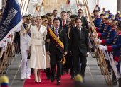 Daniel Noboa en su llegada al Palacio de Carondelet tras su posesión en la Asamblea.