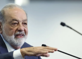 El empresario mexicano Carlos Slim Helú en una rueda de prensa en Ciudad de México.