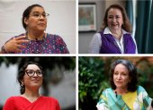 la Suprema Corte de Justicia de la Nación, Lenia Batres (arriba-i) y Yasmín Esquivel (arriba-d), y las abogadas Cynthia Ortiz (abajo-i) y Sara Irene Herrería (abajo-d), en Ciudad de México (México).